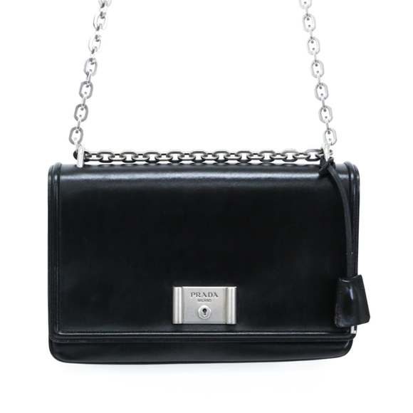 Prada Chain Shoulder Leather Shoulder Bag Black - Picture 3 of 16